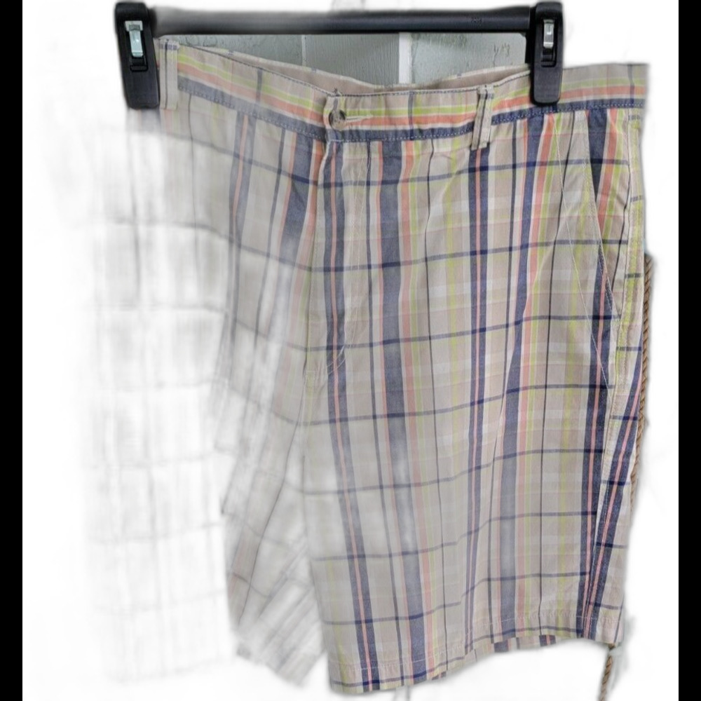 Boca Classics Men's Multicolor Plaid 100% Cotton Chino Shorts Size 40